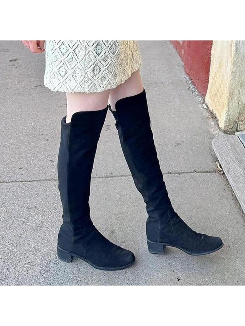 Y2K Stuart Weitzman Black Suede Knee High Boots Women’s 6.5 Riding